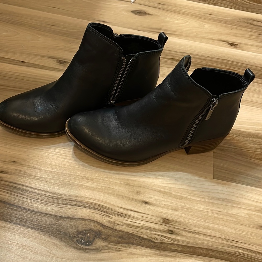 Lucky brand black zip booties